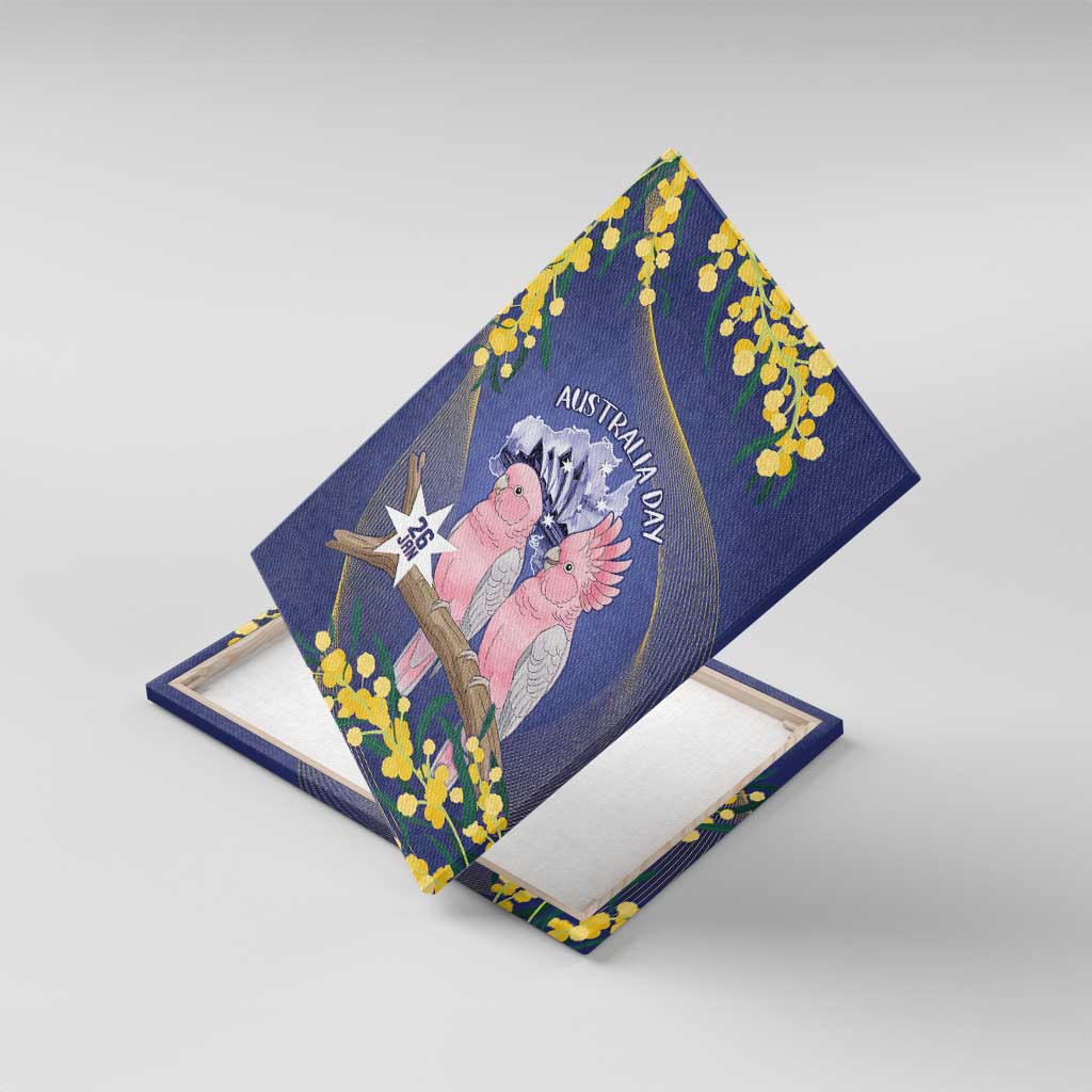 Pink Galah Australia Day Canvas Wall Art 26th January Golden Wattle Flag Color - Aussie Hoodie