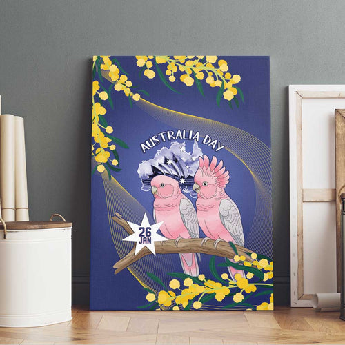 Pink Galah Australia Day Canvas Wall Art 26th January Golden Wattle Flag Color - Aussie Hoodie
