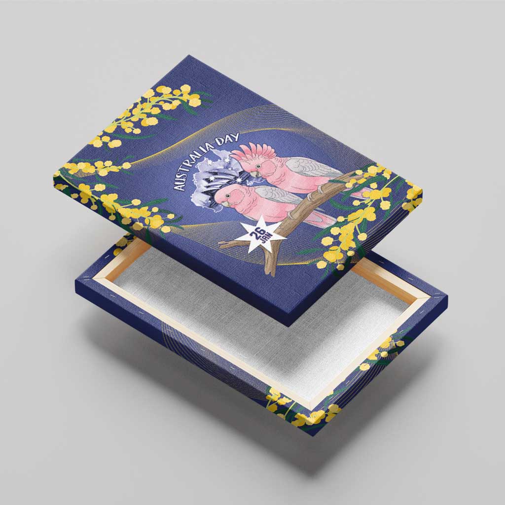 Pink Galah Australia Day Canvas Wall Art 26th January Golden Wattle Flag Color - Aussie Hoodie