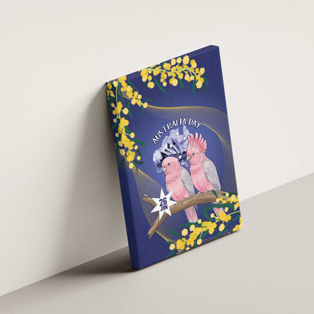 Pink Galah Australia Day Canvas Wall Art 26th January Golden Wattle Flag Color - Aussie Hoodie