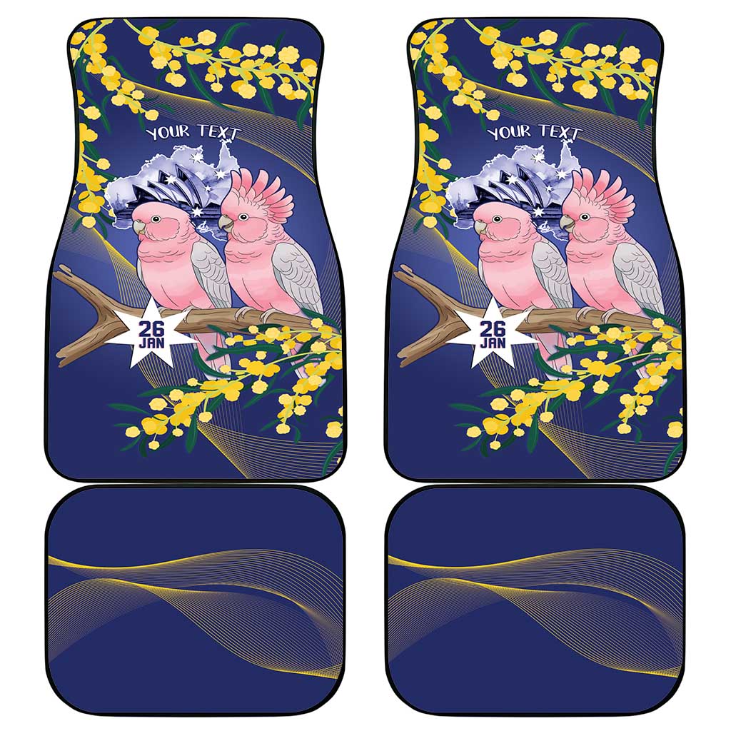 Personalised Pink Galah Australia Day Car Mats 26th January Golden Wattle Flag Color - Aussie Hoodie