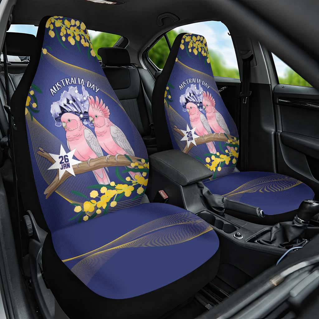 Pink Galah Australia Day Car Seat Cover 26th January Golden Wattle Flag Color - Aussie Hoodie