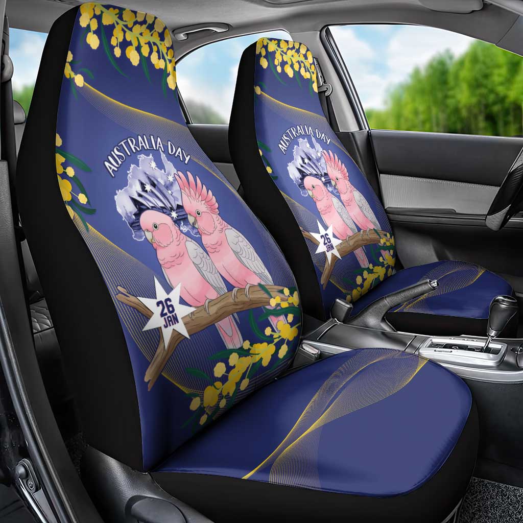 Pink Galah Australia Day Car Seat Cover 26th January Golden Wattle Flag Color - Aussie Hoodie