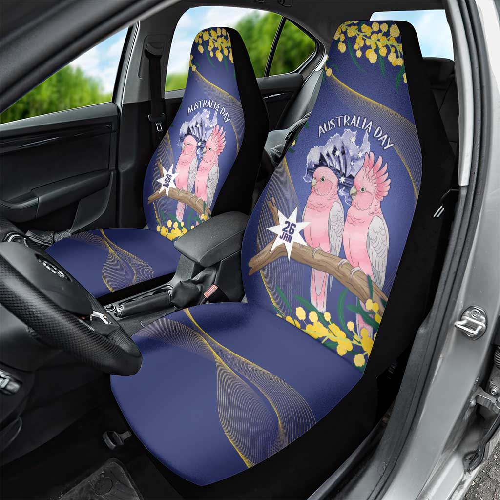 Pink Galah Australia Day Car Seat Cover 26th January Golden Wattle Flag Color - Aussie Hoodie