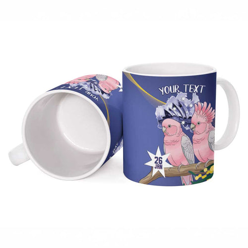 Personalised Pink Galah Australia Day Ceramic Mug 26th January Golden Wattle Flag Color - Aussie Hoodie