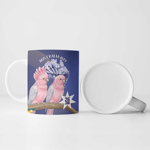 Personalised Pink Galah Australia Day Ceramic Mug 26th January Golden Wattle Flag Color - Aussie Hoodie