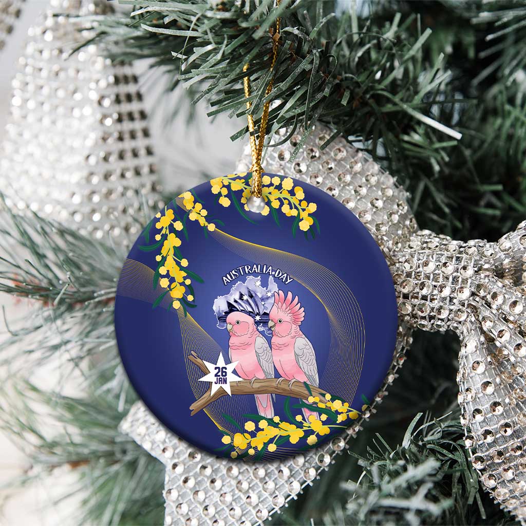 Pink Galah Australia Day Ceramic Ornament 26th January Golden Wattle Flag Color - Aussie Hoodie