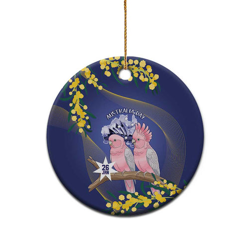Pink Galah Australia Day Ceramic Ornament 26th January Golden Wattle Flag Color - Aussie Hoodie