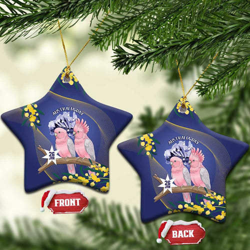 Pink Galah Australia Day Ceramic Ornament 26th January Golden Wattle Flag Color - Aussie Hoodie