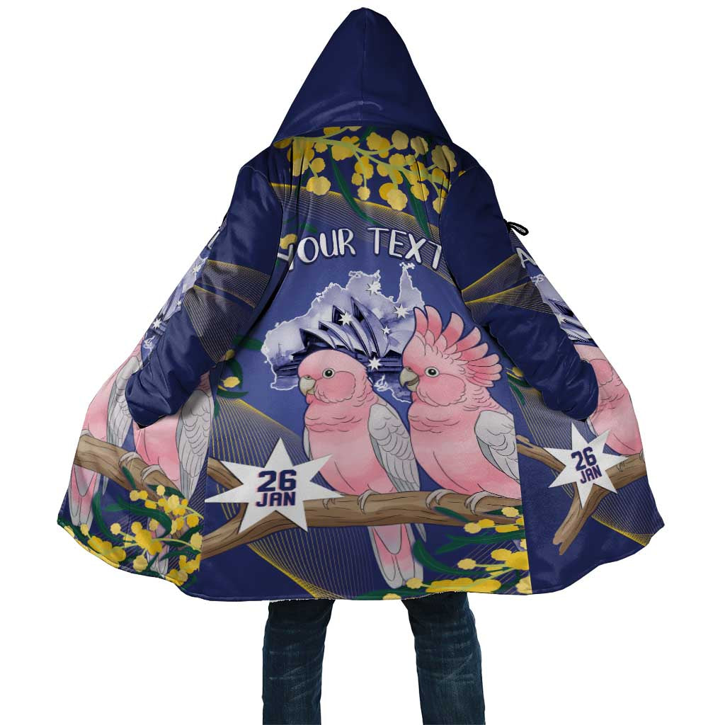 Personalised Pink Galah Australia Day Cloak 26th January Golden Wattle Flag Color - Aussie Hoodie