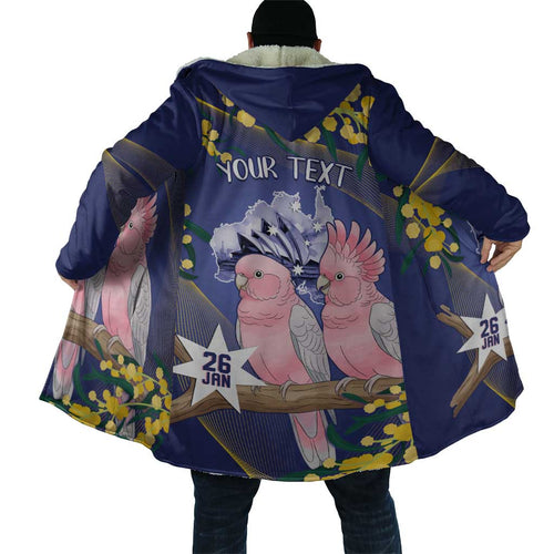 Personalised Pink Galah Australia Day Cloak 26th January Golden Wattle Flag Color - Aussie Hoodie