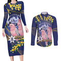 Personalised Pink Galah Australia Day Couples Matching Long Sleeve Bodycon Dress and Long Sleeve Button Shirt 26th January Golden Wattle Flag Color - Aussie Hoodie