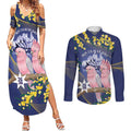 Personalised Pink Galah Australia Day Couples Matching Summer Maxi Dress and Long Sleeve Button Shirt 26th January Golden Wattle Flag Color - Aussie Hoodie