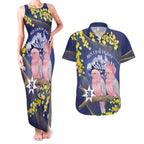 Personalised Pink Galah Australia Day Couples Matching Tank Maxi Dress and Hawaiian Shirt 26th January Golden Wattle Flag Color - Aussie Hoodie