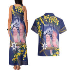 Personalised Pink Galah Australia Day Couples Matching Tank Maxi Dress and Hawaiian Shirt 26th January Golden Wattle Flag Color - Aussie Hoodie