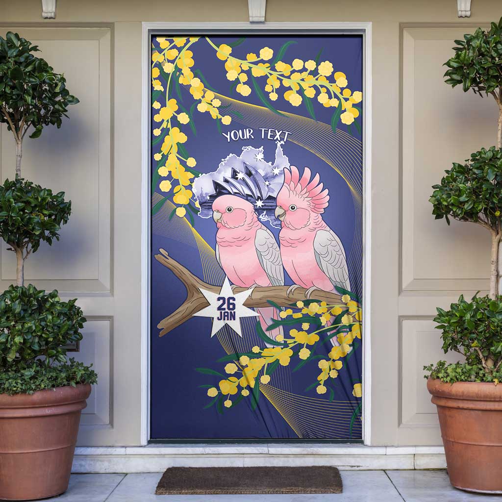 Personalised Pink Galah Australia Day Door Cover 26th January Golden Wattle Flag Color - Aussie Hoodie