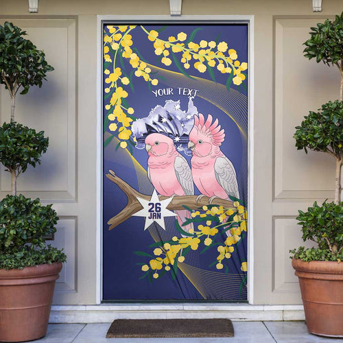 Personalised Pink Galah Australia Day Door Cover 26th January Golden Wattle Flag Color - Aussie Hoodie