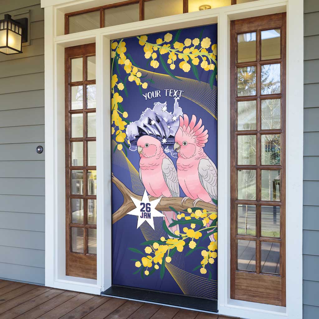 Personalised Pink Galah Australia Day Door Cover 26th January Golden Wattle Flag Color - Aussie Hoodie