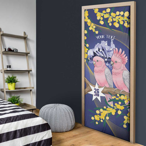 Personalised Pink Galah Australia Day Door Cover 26th January Golden Wattle Flag Color - Aussie Hoodie