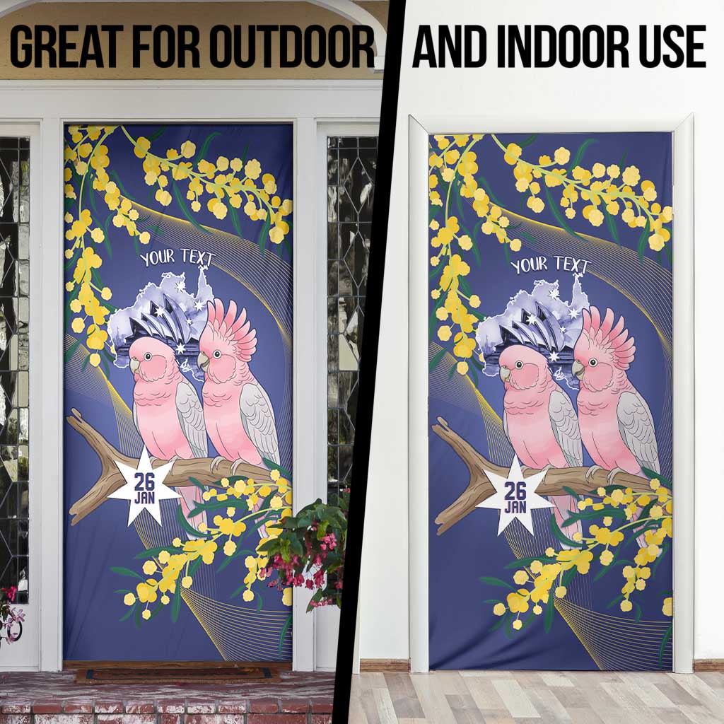 Personalised Pink Galah Australia Day Door Cover 26th January Golden Wattle Flag Color - Aussie Hoodie