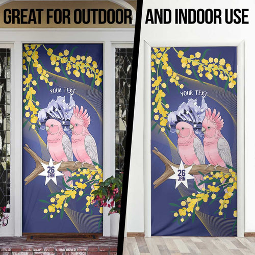 Personalised Pink Galah Australia Day Door Cover 26th January Golden Wattle Flag Color - Aussie Hoodie