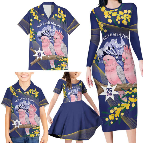 Personalised Pink Galah Australia Day Family Matching Long Sleeve Bodycon Dress and Hawaiian Shirt 26th January Golden Wattle Flag Color - Aussie Hoodie