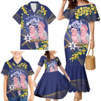 Personalised Pink Galah Australia Day Family Matching Mermaid Dress and Hawaiian Shirt 26th January Golden Wattle Flag Color - Aussie Hoodie