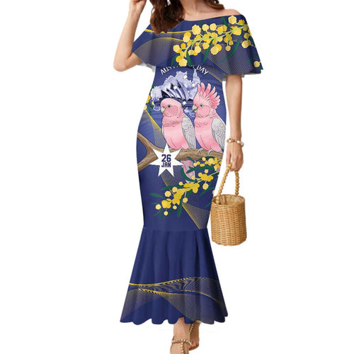Personalised Pink Galah Australia Day Family Matching Mermaid Dress and Hawaiian Shirt 26th January Golden Wattle Flag Color - Aussie Hoodie