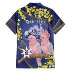 Personalised Pink Galah Australia Day Family Matching Off The Shoulder Long Sleeve Dress and Hawaiian Shirt 26th January Golden Wattle Flag Color - Aussie Hoodie