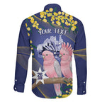 Personalised Pink Galah Australia Day Family Matching Off The Shoulder Long Sleeve Dress and Hawaiian Shirt 26th January Golden Wattle Flag Color - Aussie Hoodie