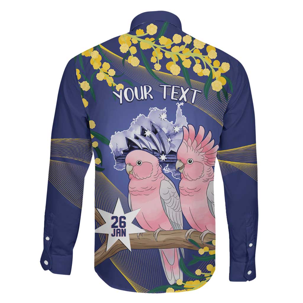 Personalised Pink Galah Australia Day Family Matching Off The Shoulder Long Sleeve Dress and Hawaiian Shirt 26th January Golden Wattle Flag Color - Aussie Hoodie