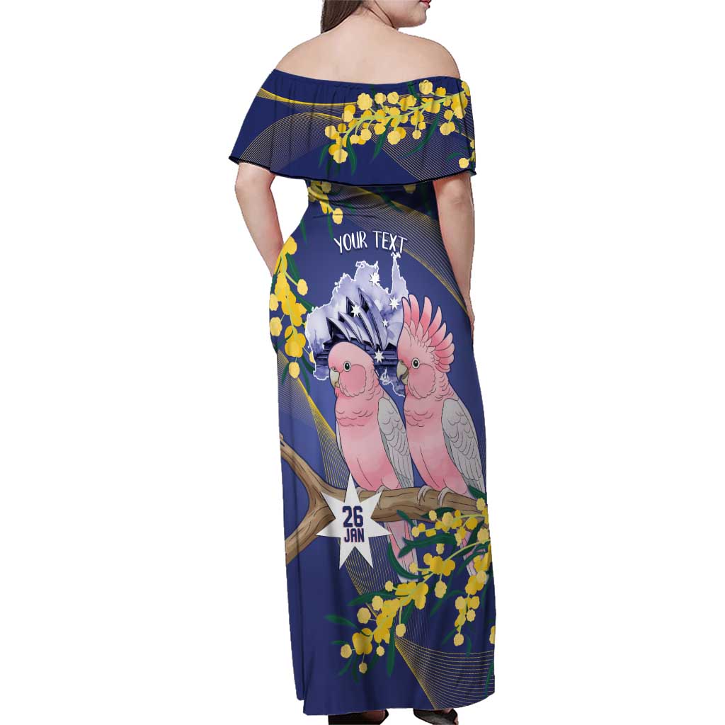 Personalised Pink Galah Australia Day Family Matching Off Shoulder Maxi Dress and Hawaiian Shirt 26th January Golden Wattle Flag Color - Aussie Hoodie