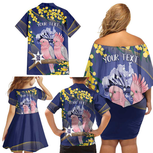 Personalised Pink Galah Australia Day Family Matching Off Shoulder Short Dress and Hawaiian Shirt 26th January Golden Wattle Flag Color - Aussie Hoodie