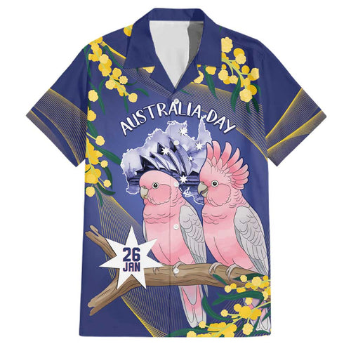Personalised Pink Galah Australia Day Family Matching Off Shoulder Short Dress and Hawaiian Shirt 26th January Golden Wattle Flag Color - Aussie Hoodie