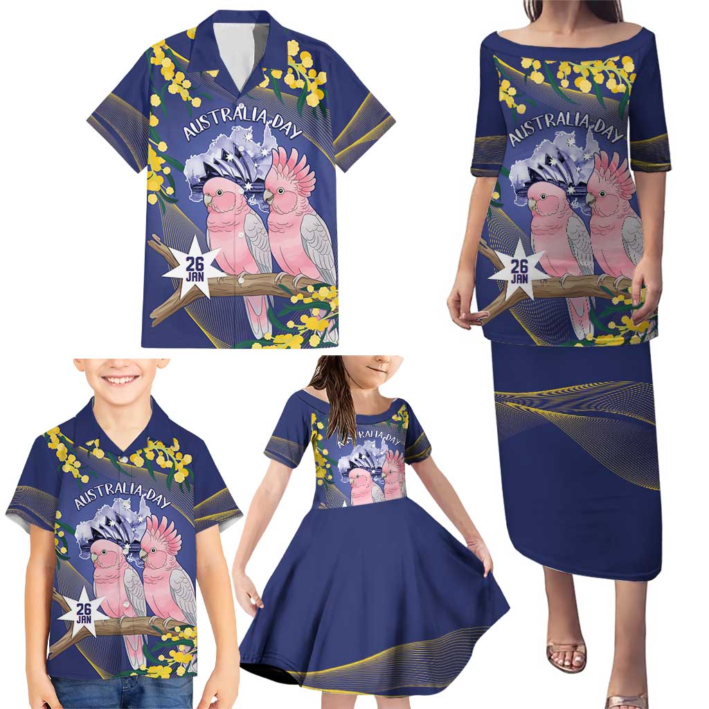 Personalised Pink Galah Australia Day Family Matching Puletasi and Hawaiian Shirt 26th January Golden Wattle Flag Color - Aussie Hoodie