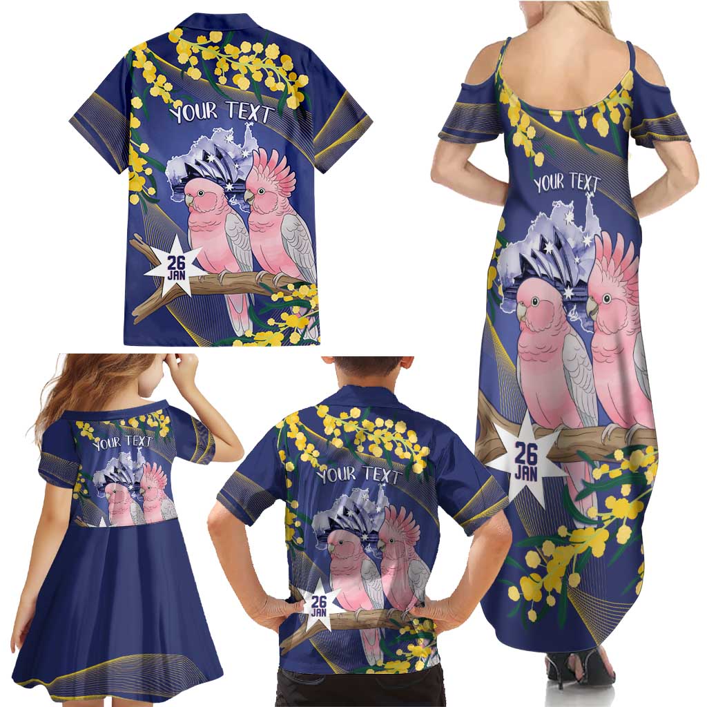 Personalised Pink Galah Australia Day Family Matching Summer Maxi Dress and Hawaiian Shirt 26th January Golden Wattle Flag Color - Aussie Hoodie