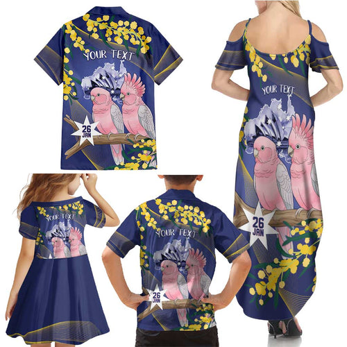 Personalised Pink Galah Australia Day Family Matching Summer Maxi Dress and Hawaiian Shirt 26th January Golden Wattle Flag Color - Aussie Hoodie