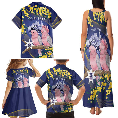 Personalised Pink Galah Australia Day Family Matching Tank Maxi Dress and Hawaiian Shirt 26th January Golden Wattle Flag Color - Aussie Hoodie