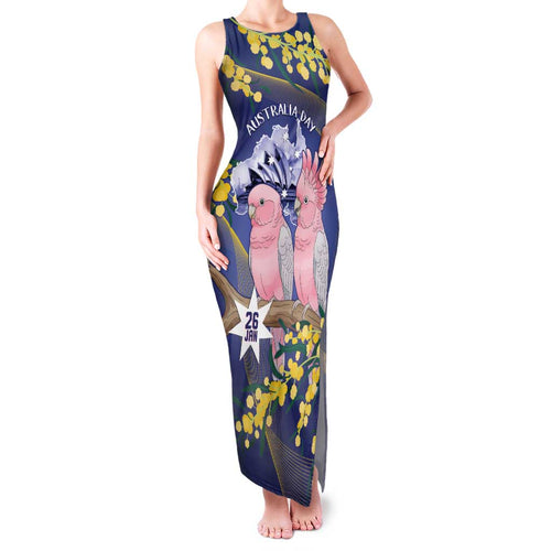 Personalised Pink Galah Australia Day Family Matching Tank Maxi Dress and Hawaiian Shirt 26th January Golden Wattle Flag Color - Aussie Hoodie