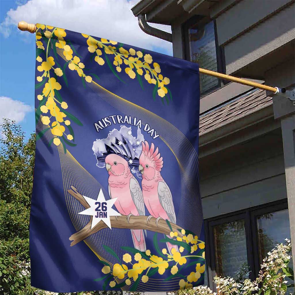 Pink Galah Australia Day Garden Flag 26th January Golden Wattle Flag Color - Aussie Hoodie