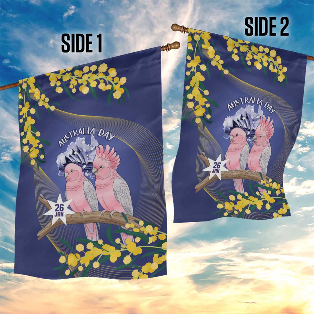 Pink Galah Australia Day Garden Flag 26th January Golden Wattle Flag Color - Aussie Hoodie