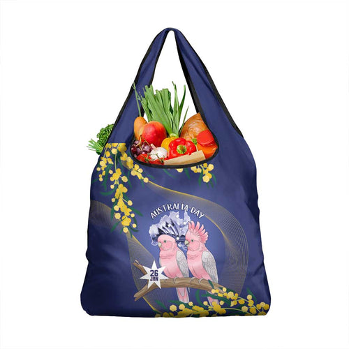Pink Galah Australia Day Grocery Bag 26th January Golden Wattle Flag Color - Aussie Hoodie