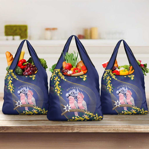 Pink Galah Australia Day Grocery Bag 26th January Golden Wattle Flag Color - Aussie Hoodie
