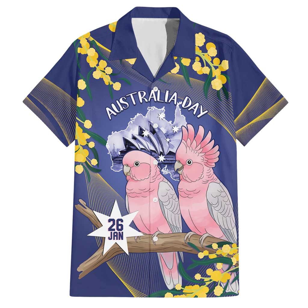 Personalised Pink Galah Australia Day Hawaiian Shirt 26th January Golden Wattle Flag Color - Aussie Hoodie