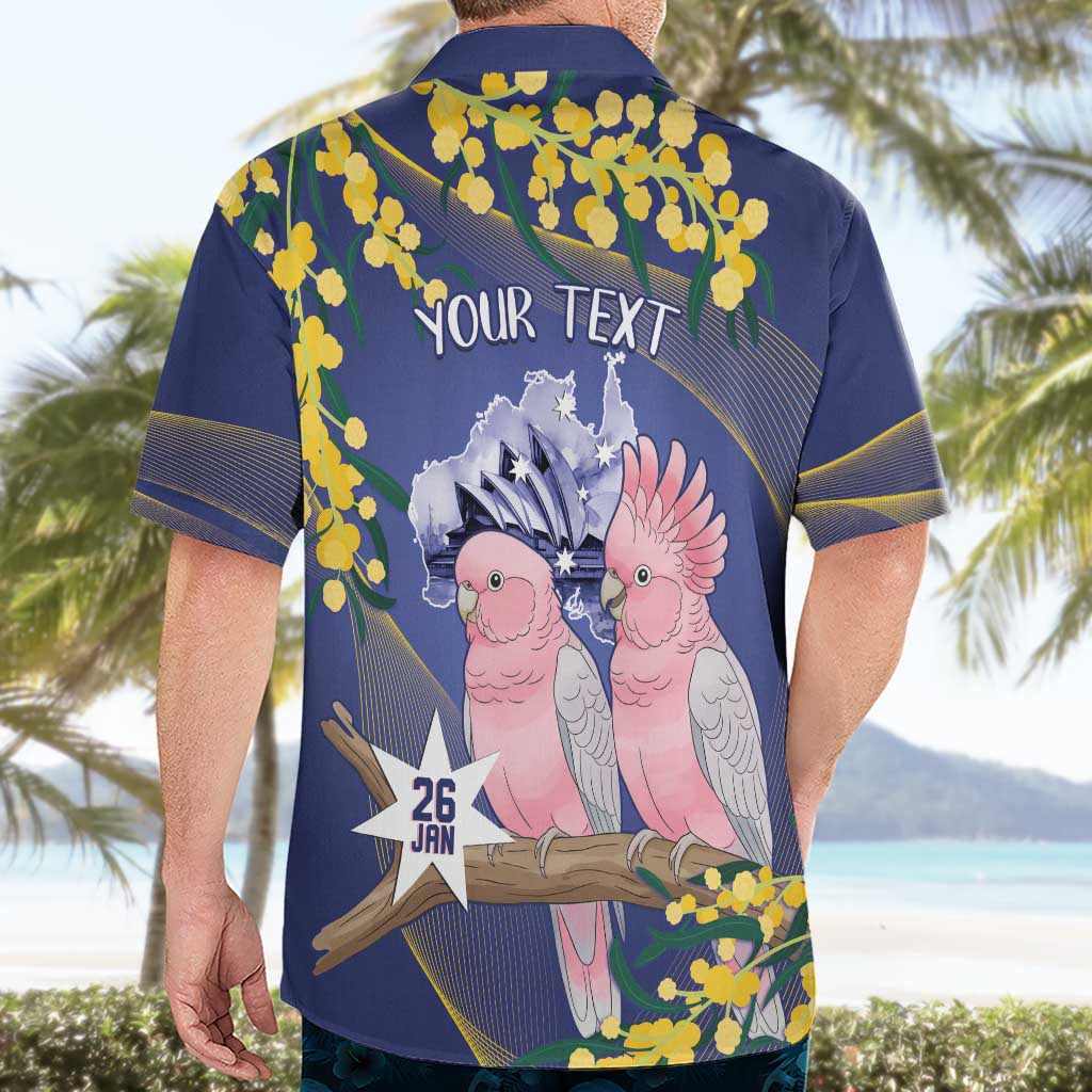 Personalised Pink Galah Australia Day Hawaiian Shirt 26th January Golden Wattle Flag Color - Aussie Hoodie