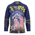 Personalised Pink Galah Australia Day Hockey Jersey 26th January Golden Wattle Flag Color - Aussie Hoodie