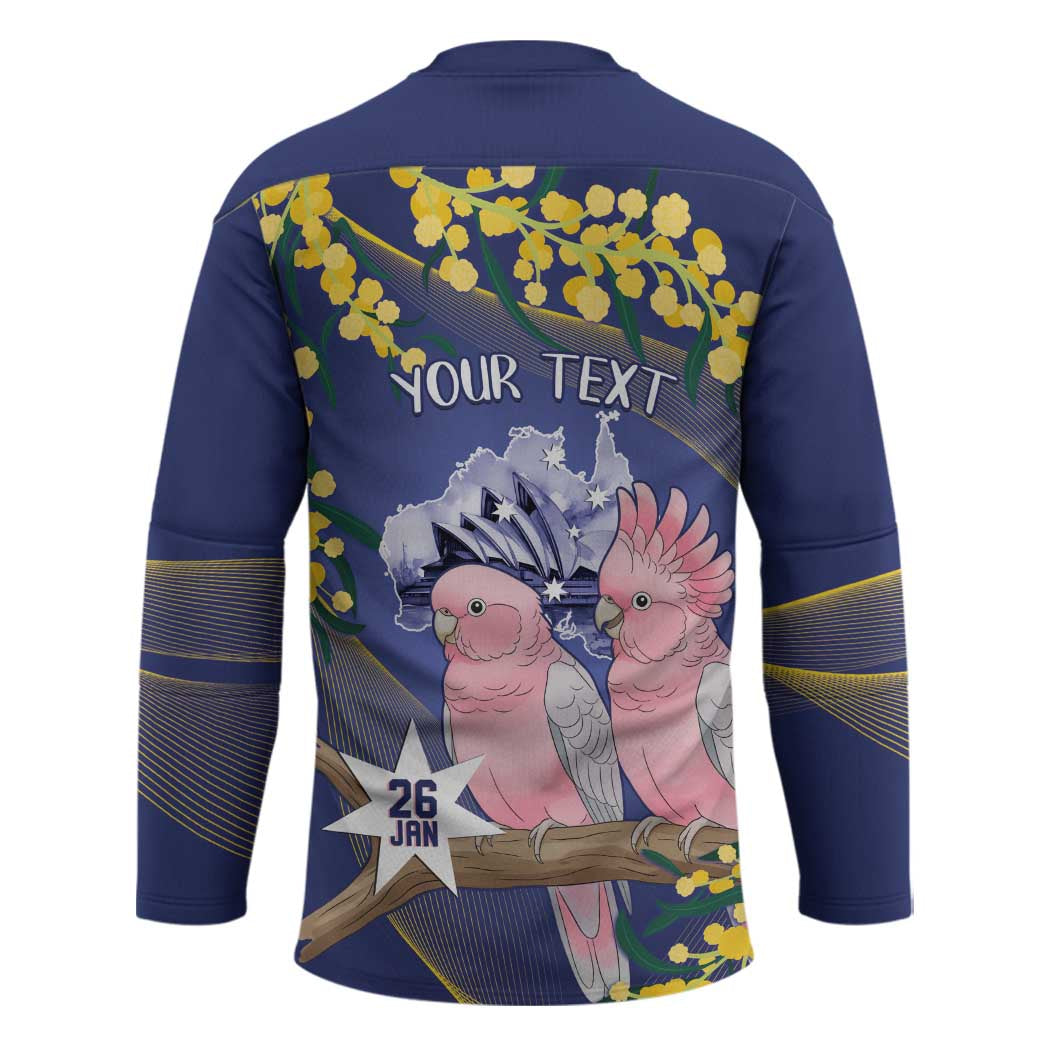 Personalised Pink Galah Australia Day Hockey Jersey 26th January Golden Wattle Flag Color - Aussie Hoodie