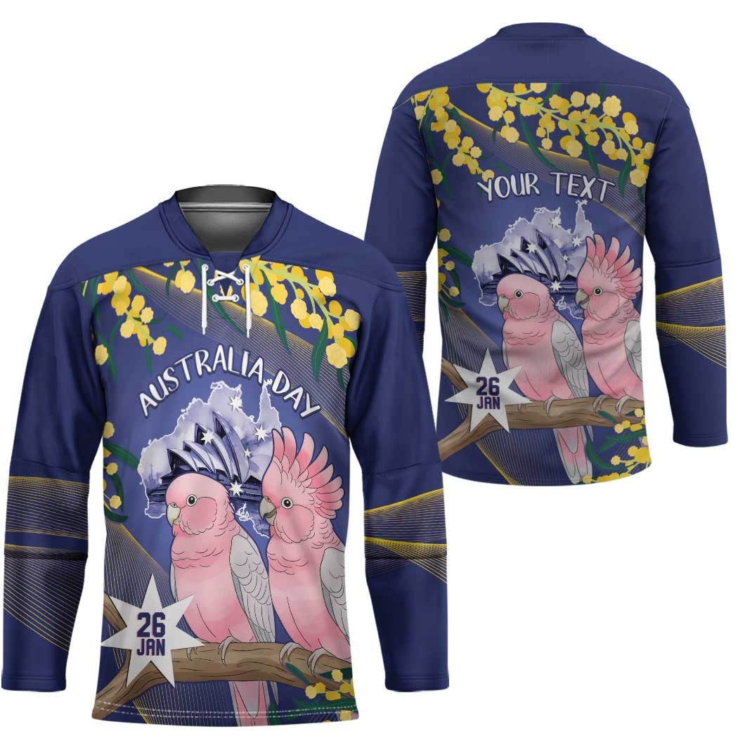 Personalised Pink Galah Australia Day Hockey Jersey 26th January Golden Wattle Flag Color - Aussie Hoodie