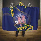 Pink Galah Australia Day Hooded Blanket 26th January Golden Wattle Flag Color - Aussie Hoodie