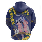 Personalised Pink Galah Australia Day Hoodie 26th January Golden Wattle Flag Color - Aussie Hoodie